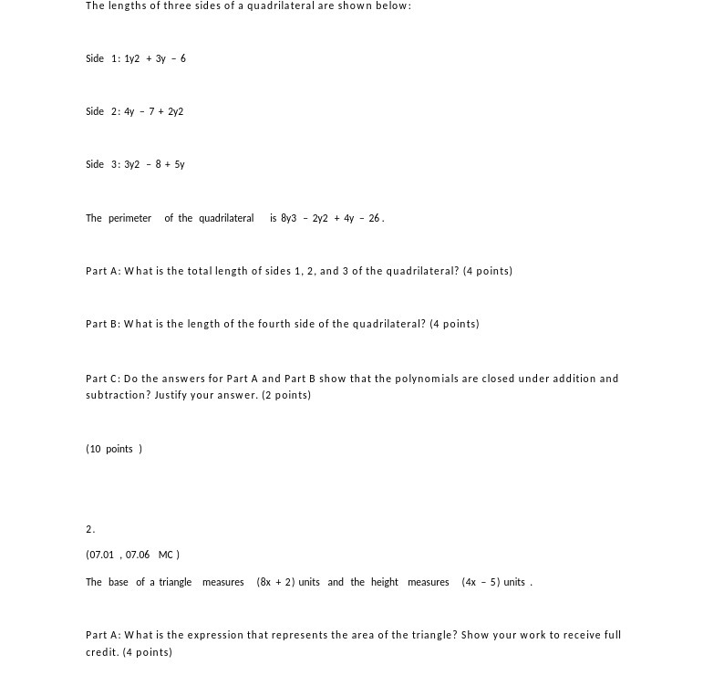 The lengths of three sides of a quadrilateral are