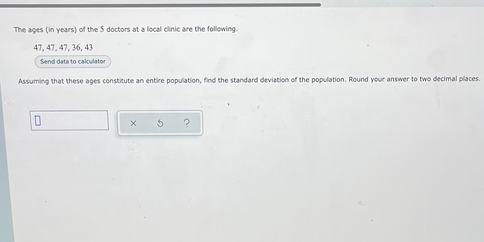 The ages (in years) of the 5 doctors at a local