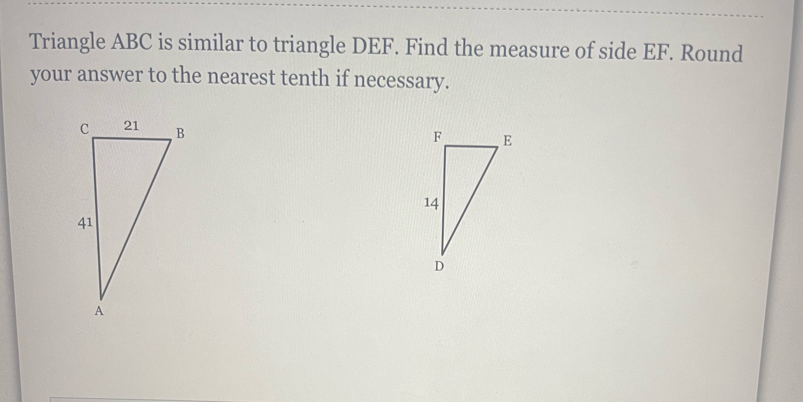 Show work please Triangle ABC is similar to