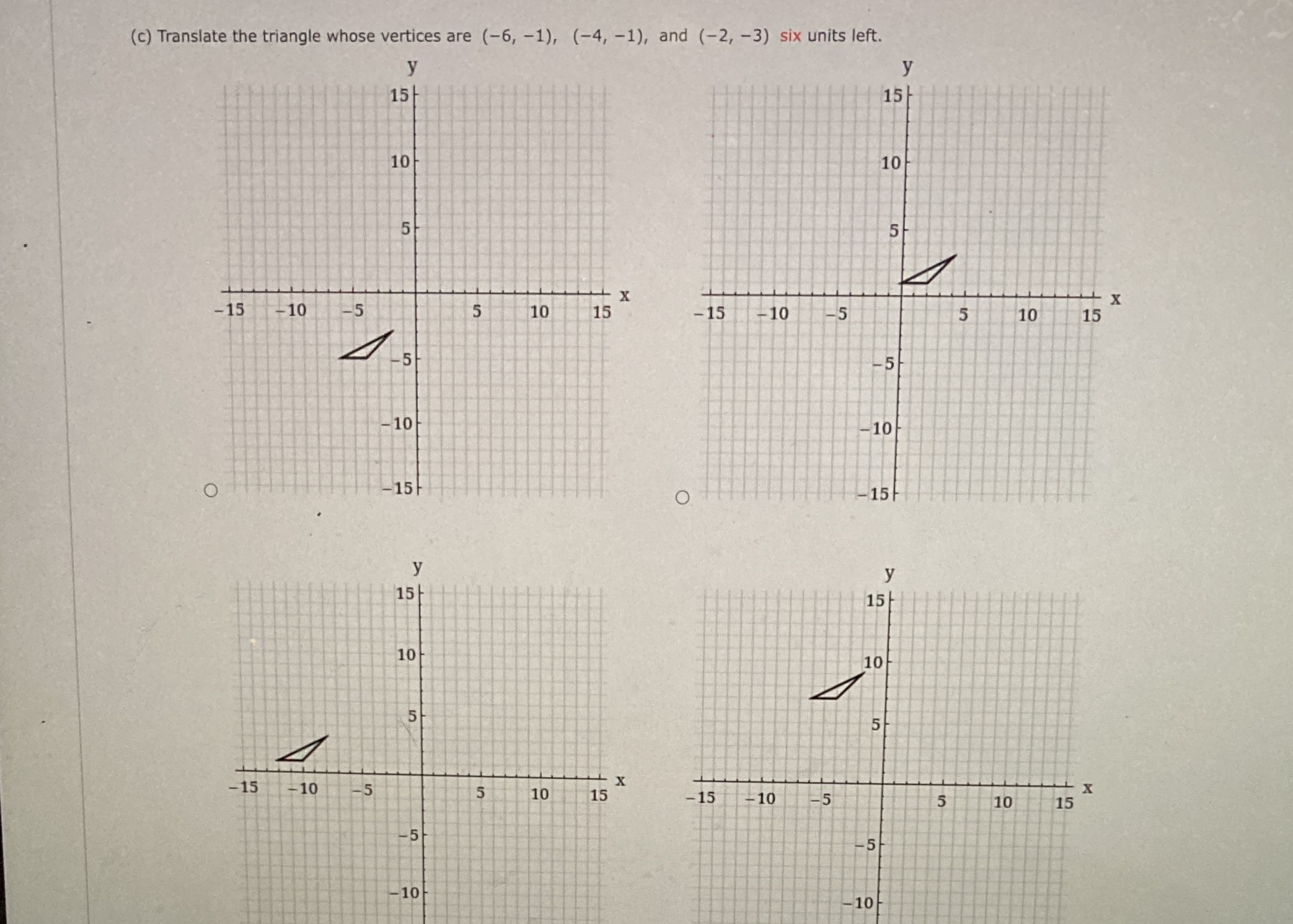 (c) Translate the triangle whose vertices are