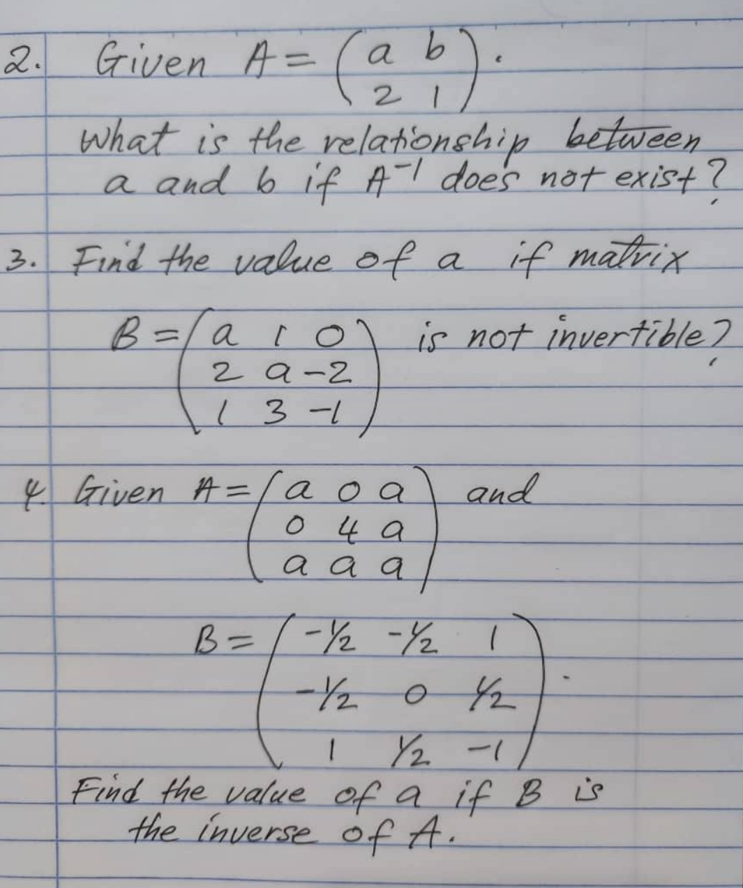 matrices 2 . Given A = ( a b 2 1 what is the