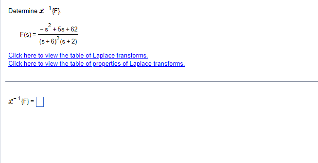 \fDetermine the inverse Laplace transform of the