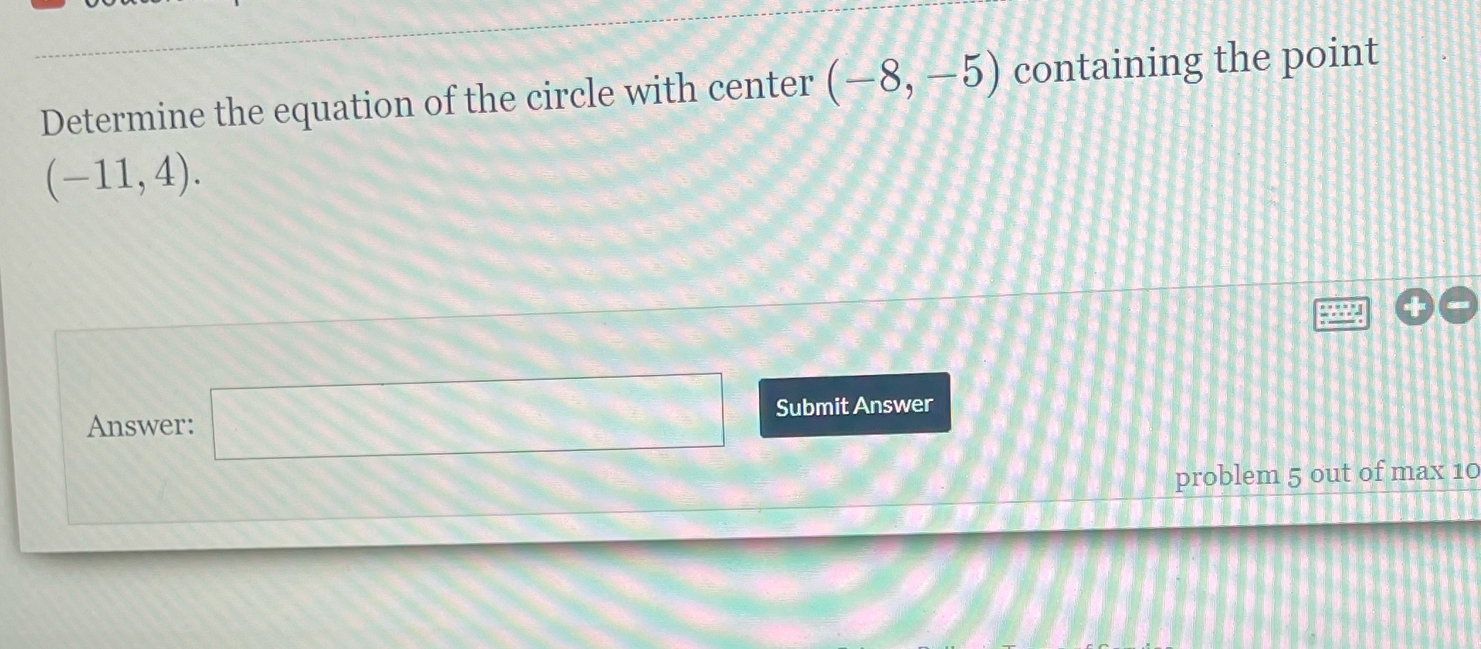 Determine the equation of the circle with center
