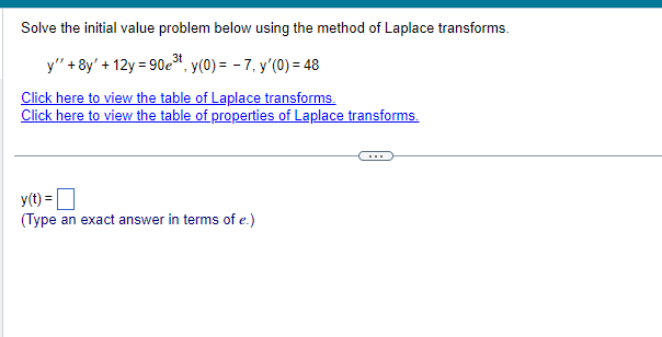 Solve the initial value problem below using the