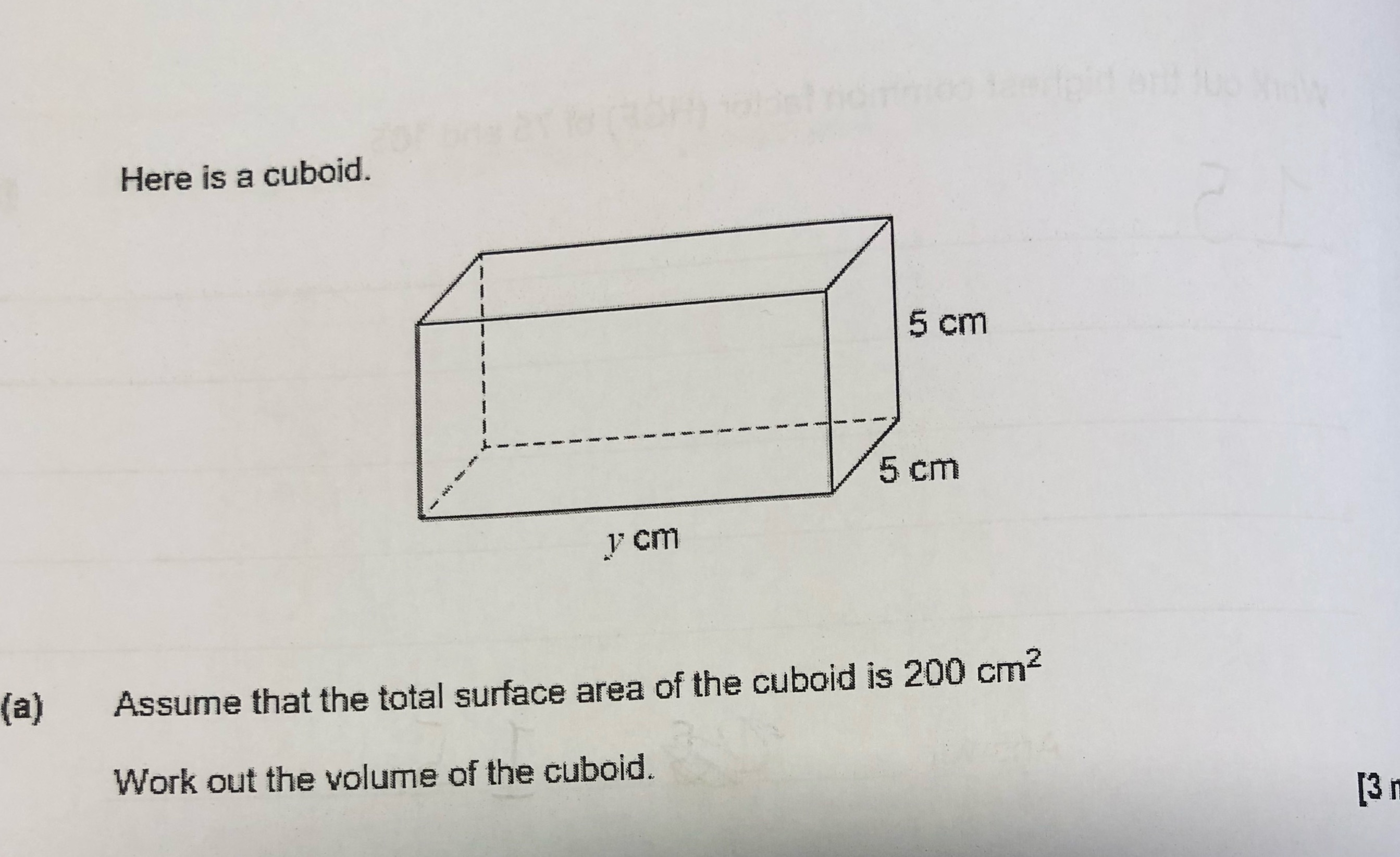 Need answer thanks Here is a cuboid. 5 cm 5 cm 1