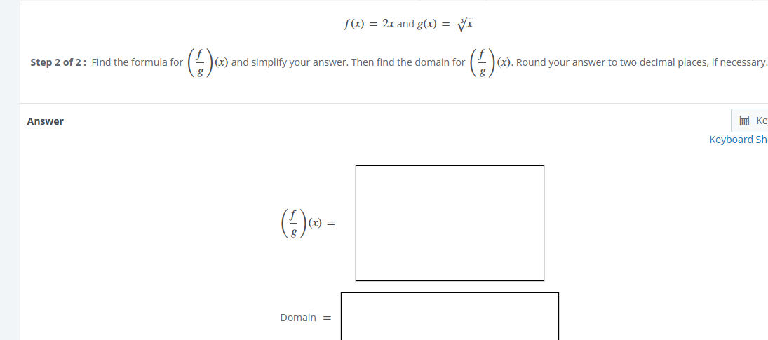 for) = 2x and gm = {E Step 2 of 2: Find the