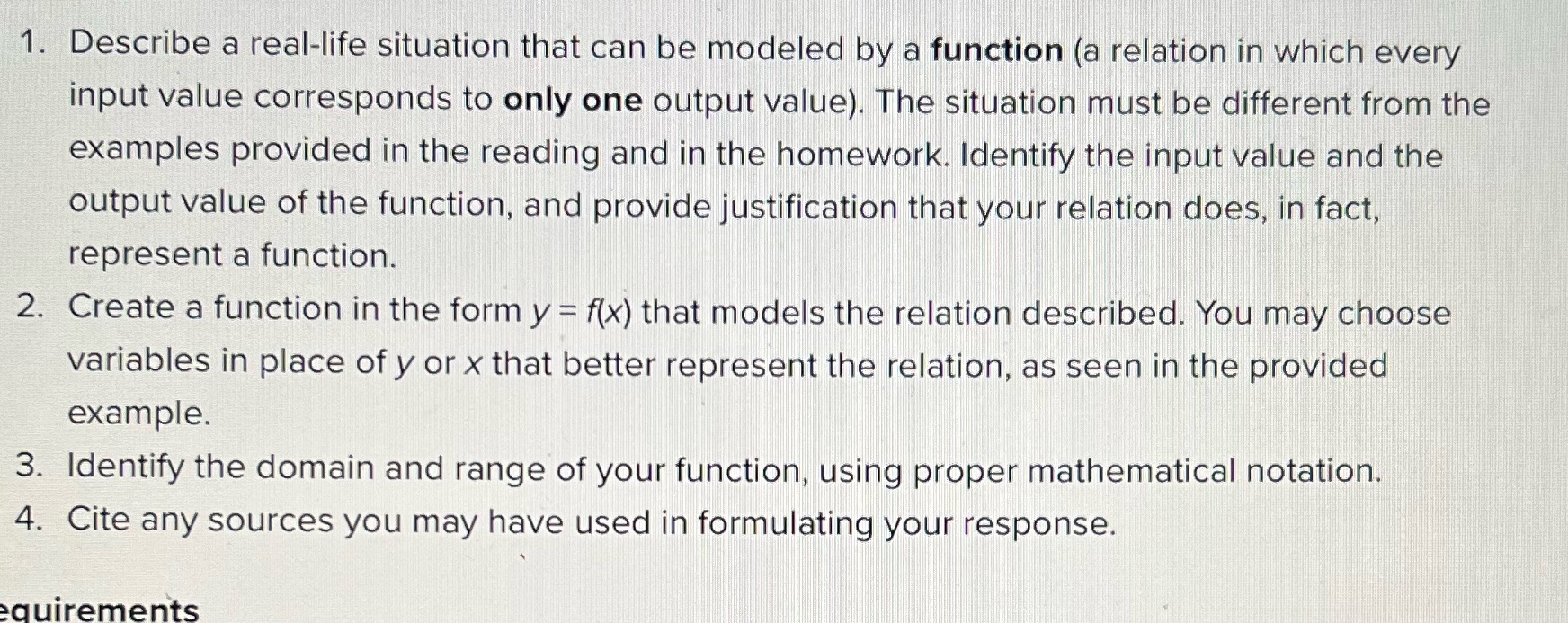 1. Describe a real-life situation that can be