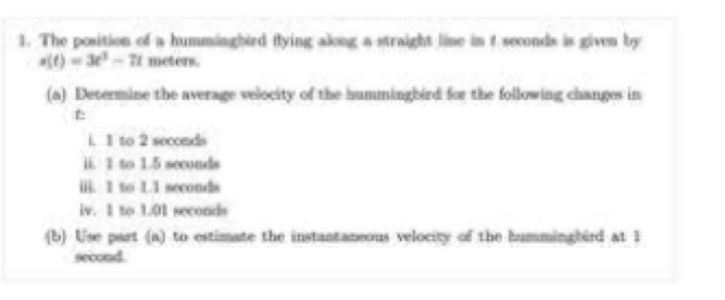 1, The position of a hummingbird lying along a
