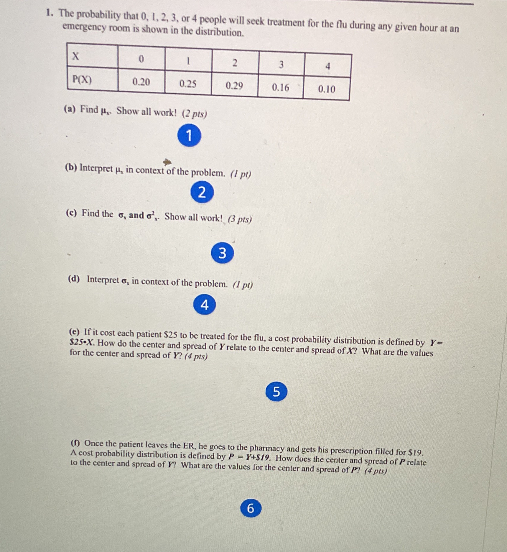 1. The probability that 0, 1, 2, 3, or 4 people