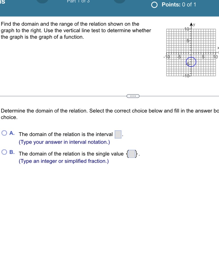 O Points: 0 of 1 Find the domain and the range of