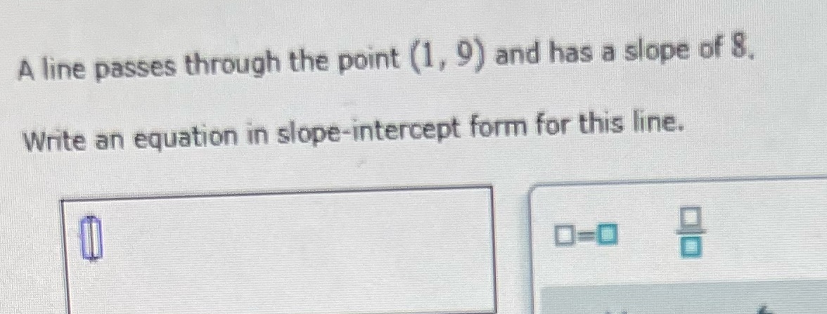 A line passes through the point (1, 9) and has a