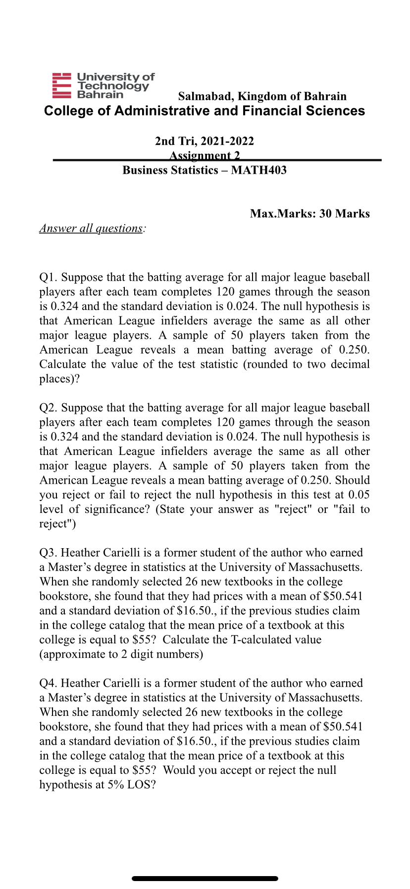 University of . Technology = Bahrain Salmabad,