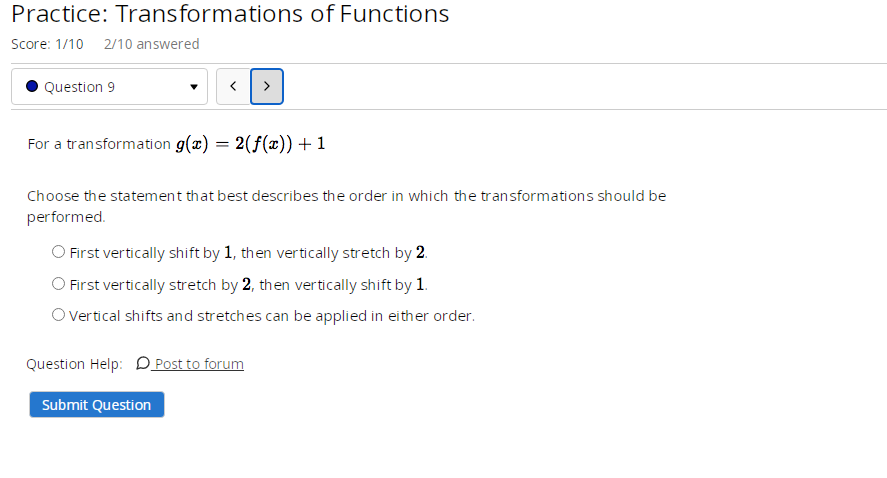 I need help solving these Transformations of