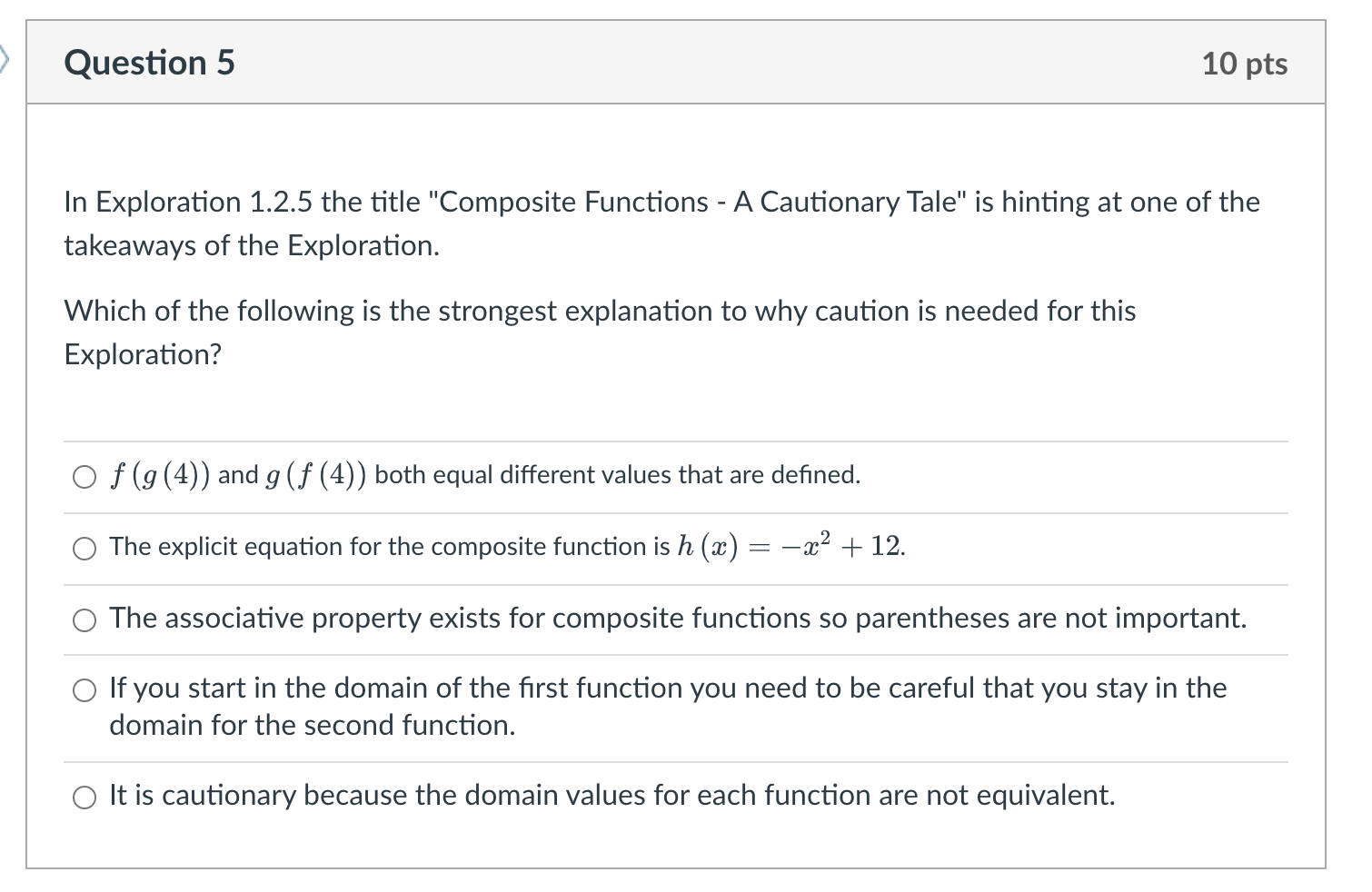 I only need question 5 "Which of the following is