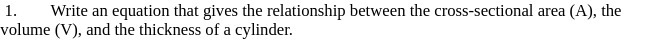 1. Write an equation that gives the relationship