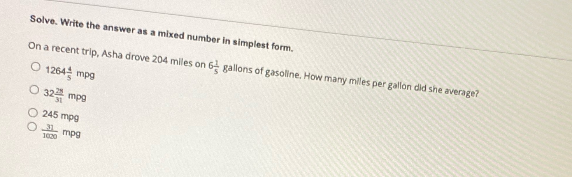 Solve. Write the answer as a mixed number in