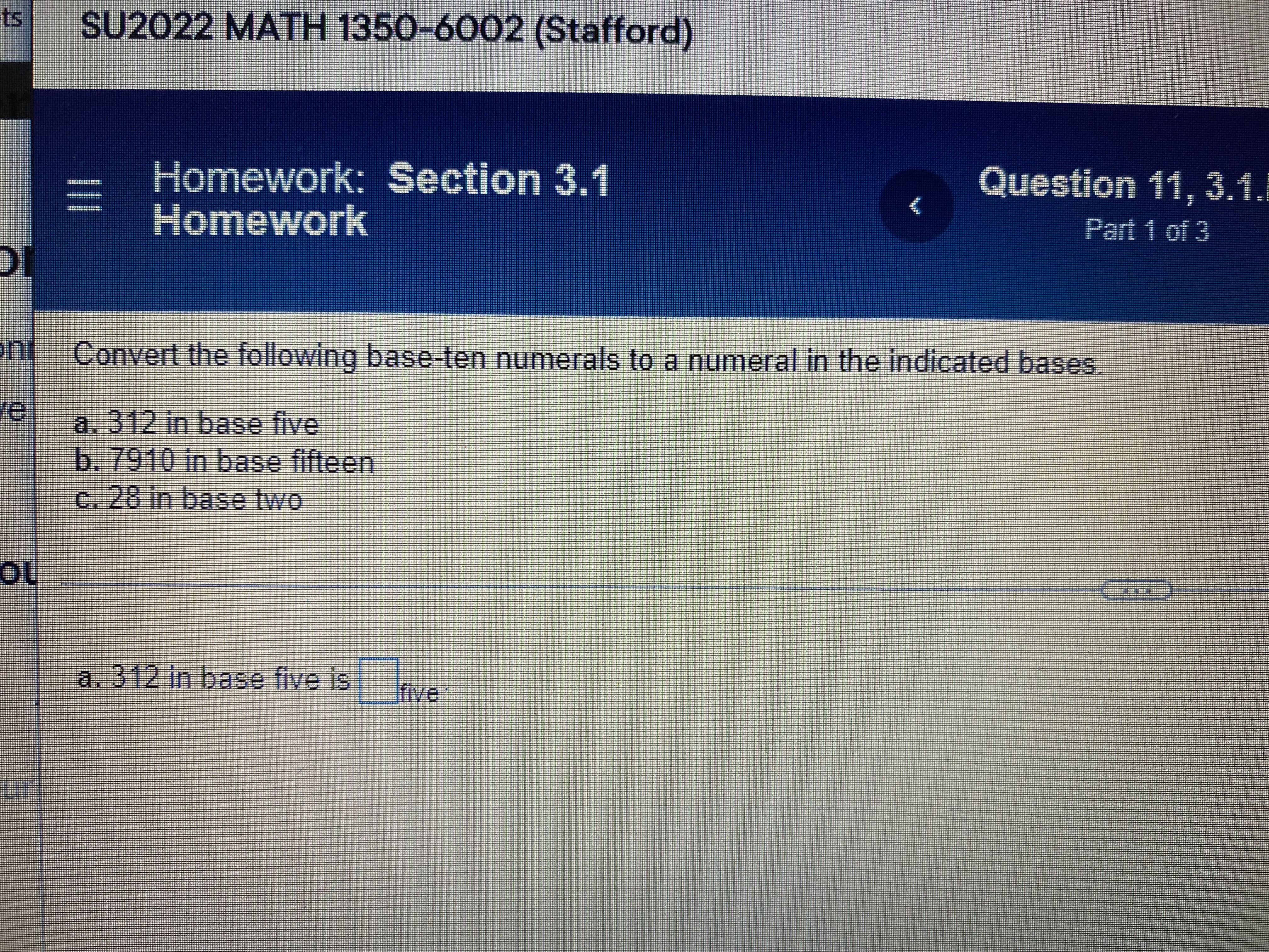 ts SU2022 MATH 1350-6002 (Stafford) Homework: