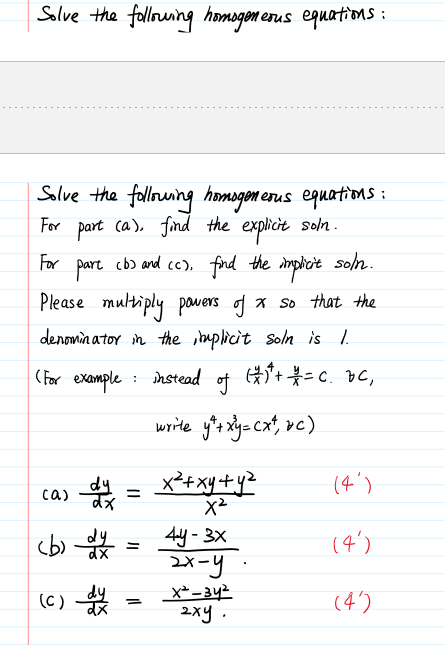3 different homogenous equations, if you can