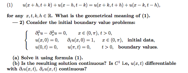 (1) u( ath, t + k) tu(x - h,t - k) = u(r + k, t +
