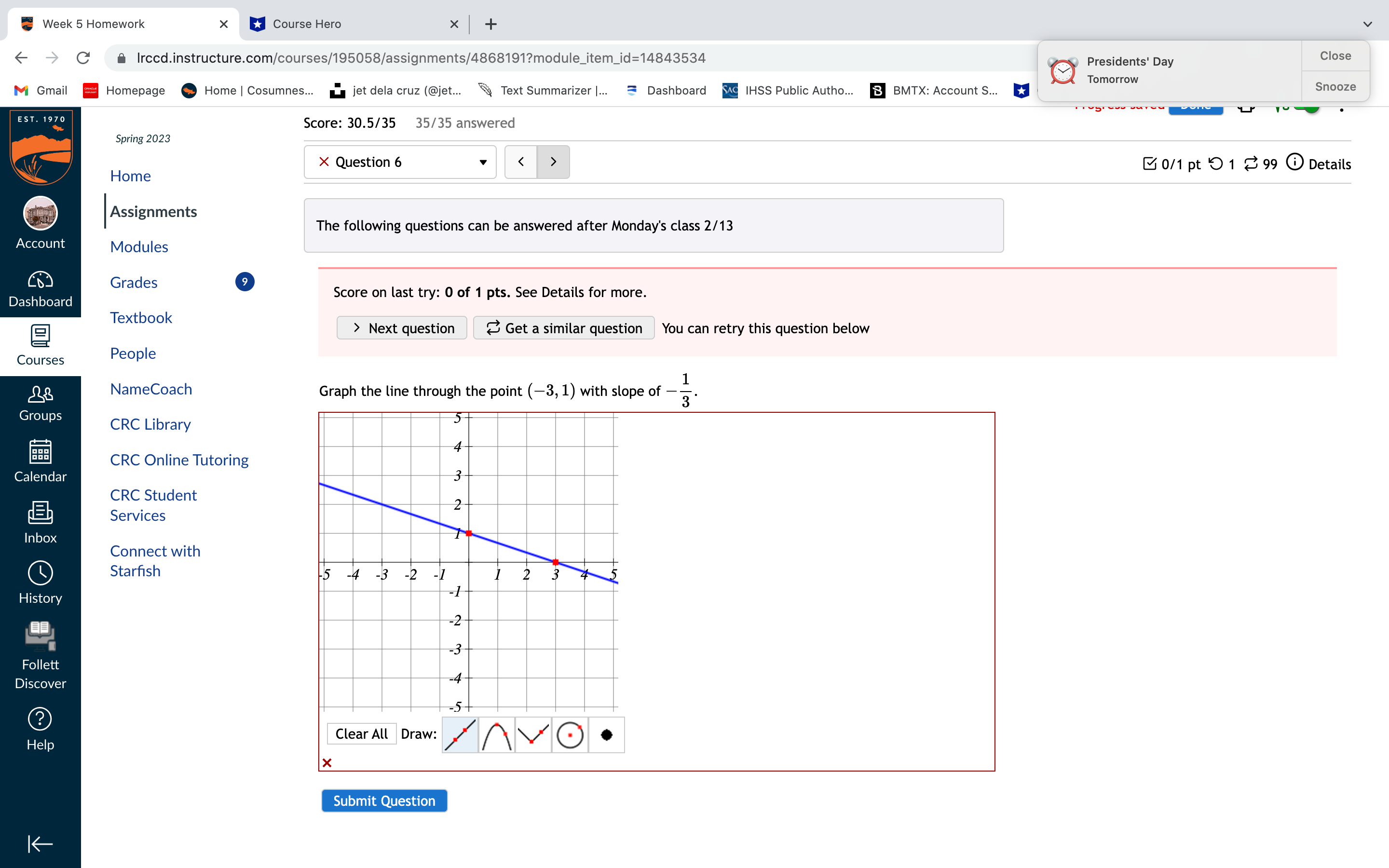 Week 5 Homework X Course Hero x + Close