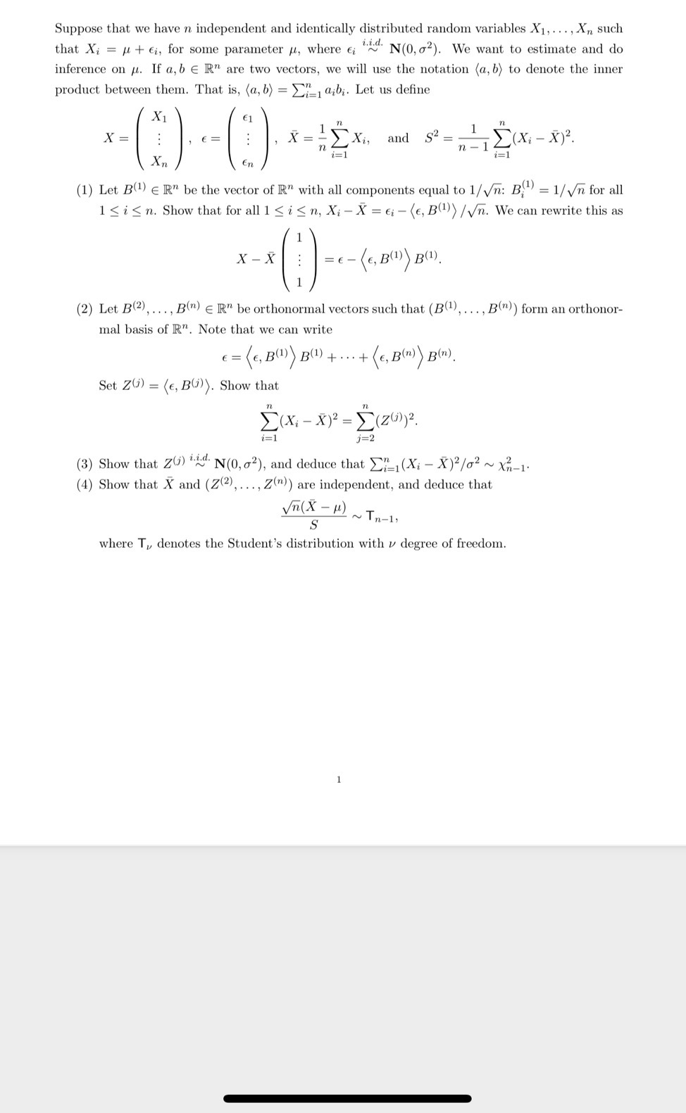 Suppose that we have n independent and