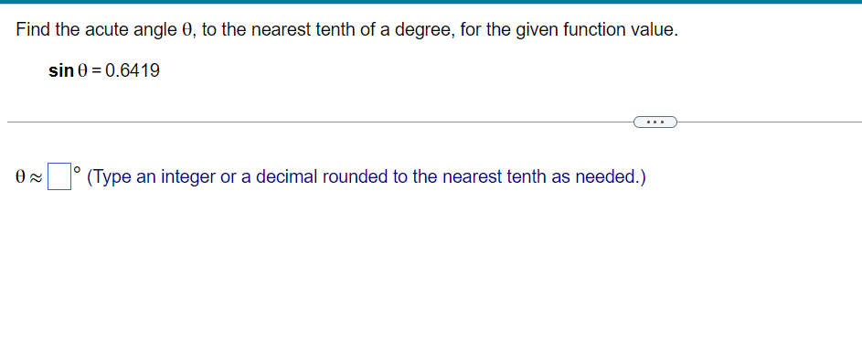 Find the acute angle 0, to the nearest tenth of a
