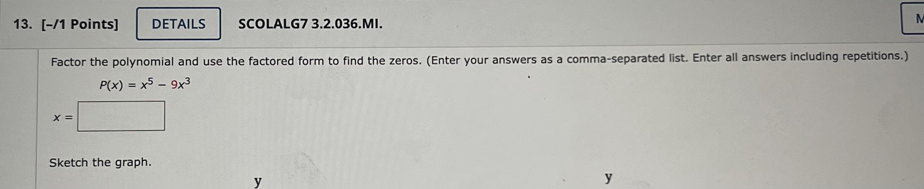 13. [-/1 Points] DETAILS SCOLALG7 3.2.036.MI.