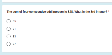 The sum of four consecutive odd integers is 328.