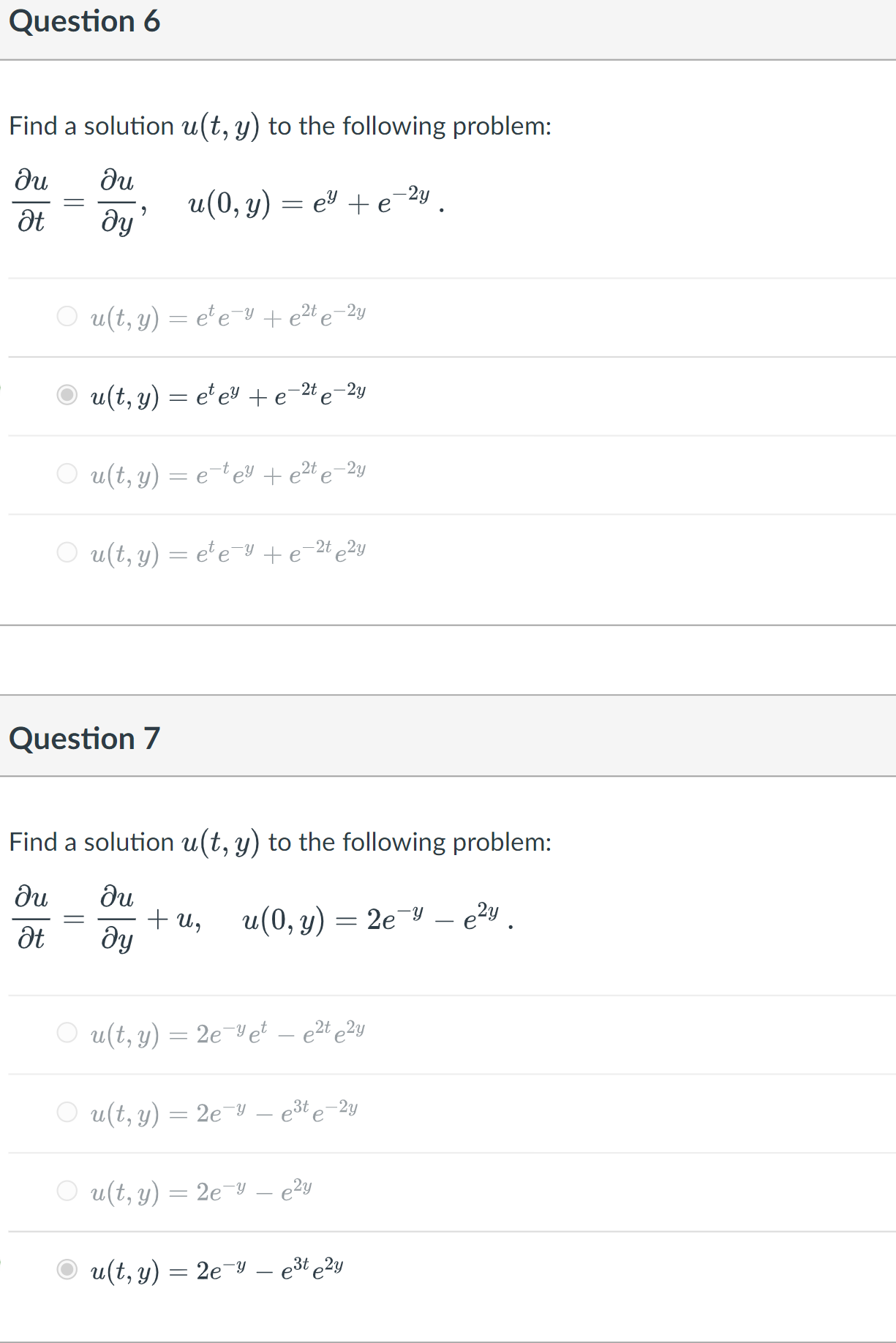 Question 6 Find a solution u(t, y) to the