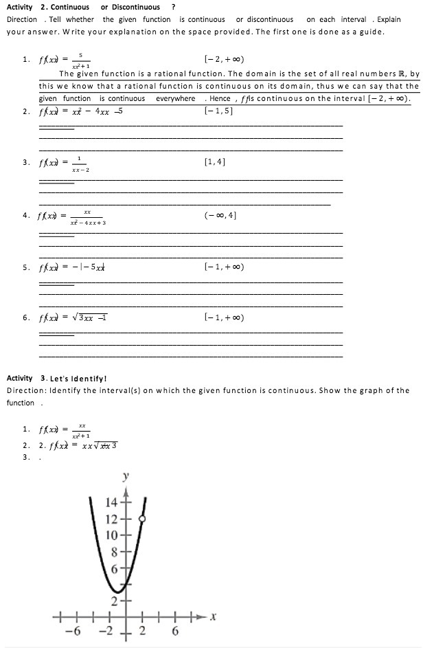 Activity 2. Continuous or Discontinuous ?