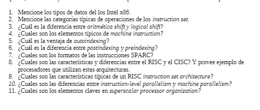 1. Mencione los tipos de datos del los Intel x86.