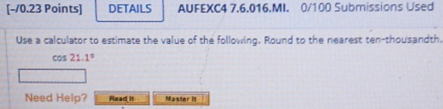 please help me [-/0.23 Points] DETAILS AUFEXC4