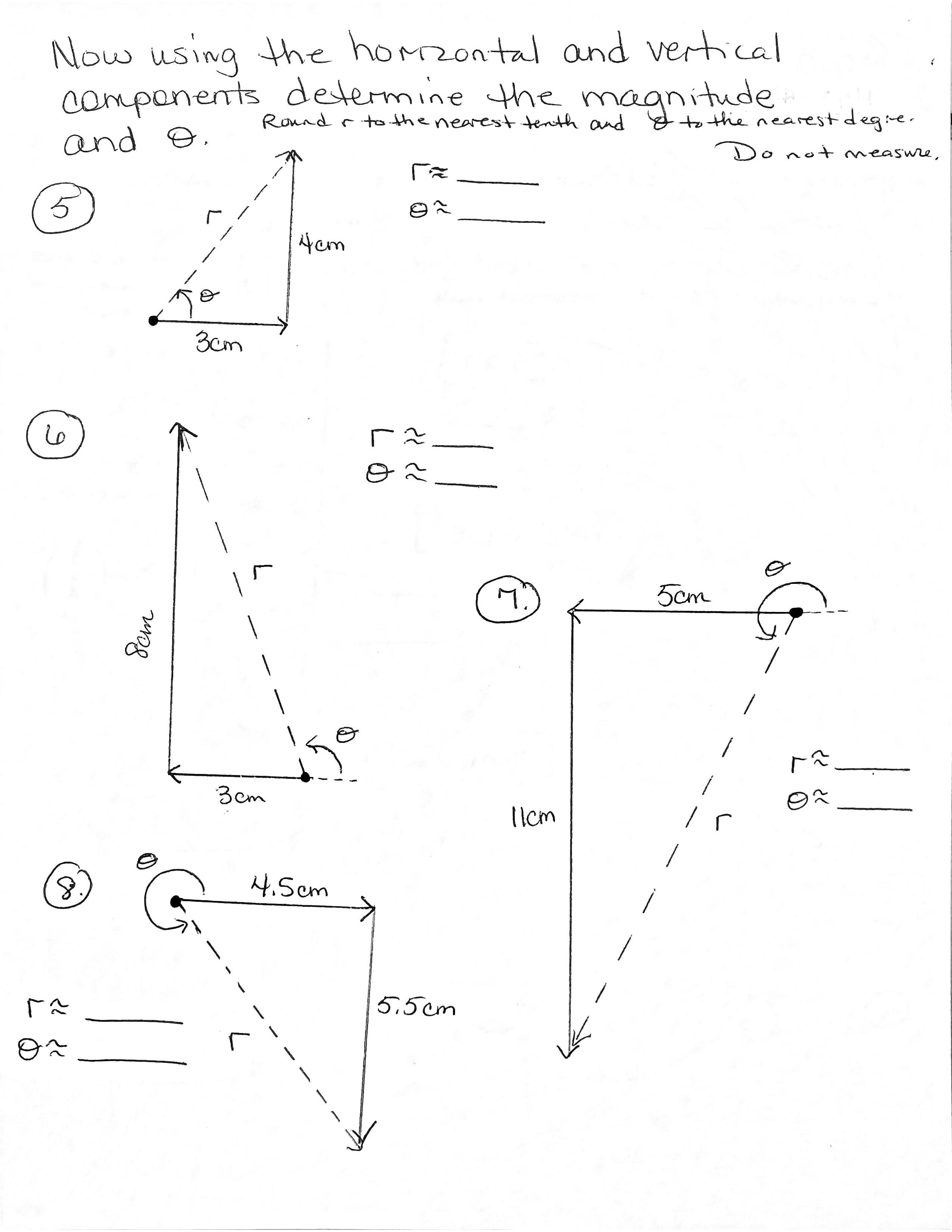 horizontal and vertical Mathematical Vector