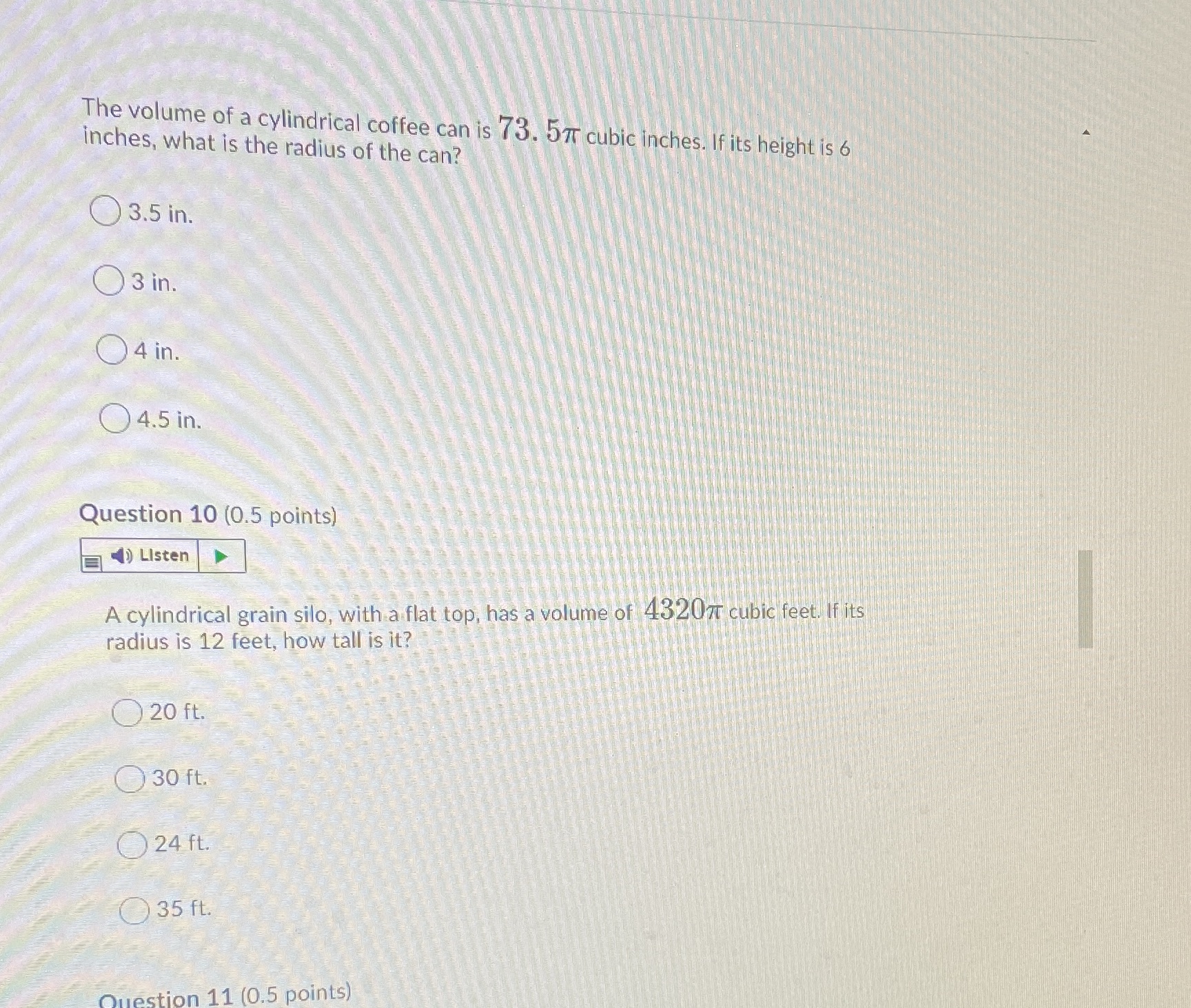 The volume of a cylindrical coffee can is 73. 571