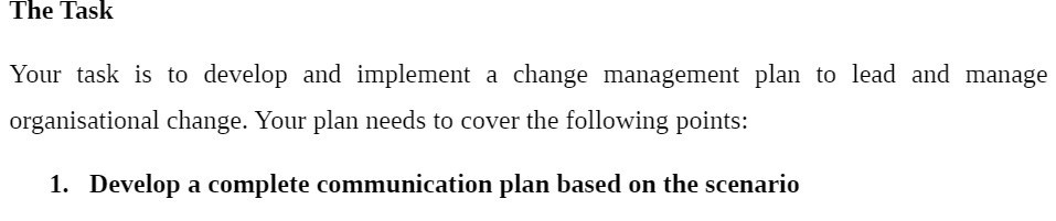 The Task Your task is to develop and implement a