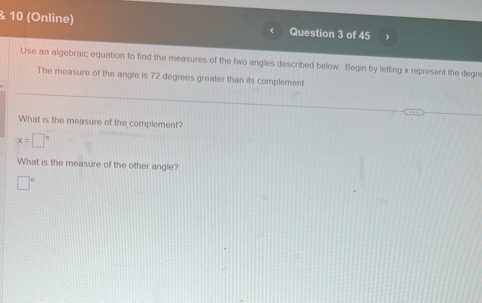 10 (Online) Question 3 of 45  style=