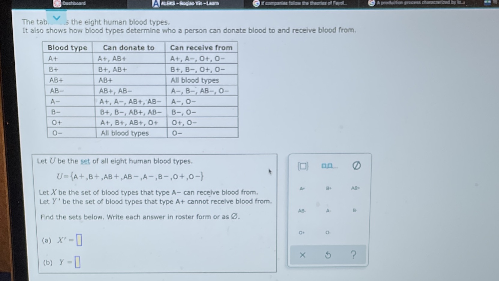 A ALEKS - Bogian Ym - Learn The tab. s the eight