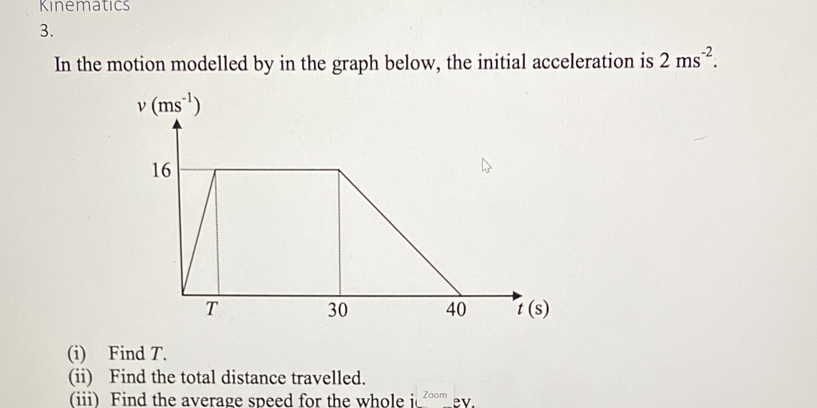Kinematics 3. In the motion modelled by in the