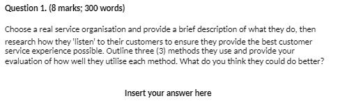 Question 1. (8 marks; 300 words) Choose a real