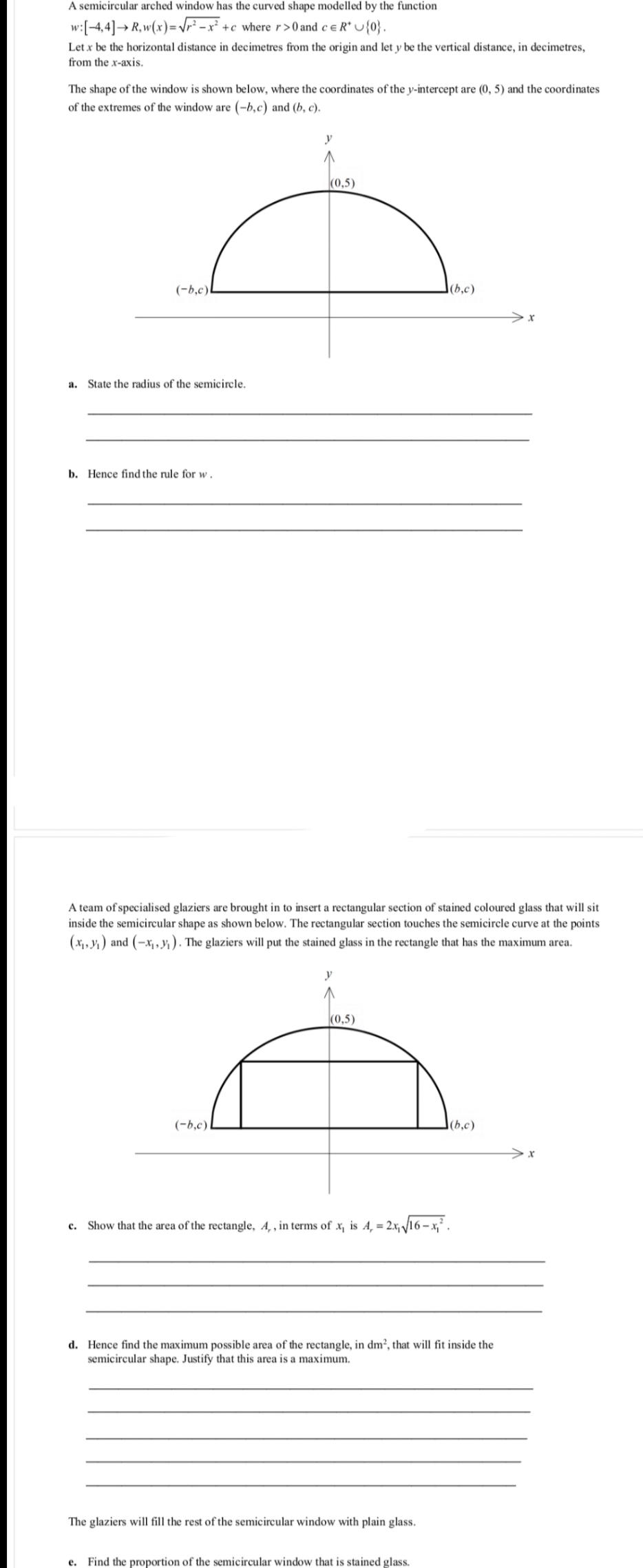 A semicircular arched window has the curved shape