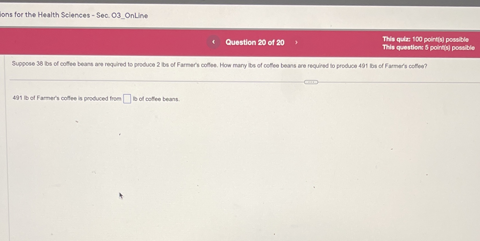 ons for the Health Sciences - Sec. 03_Online