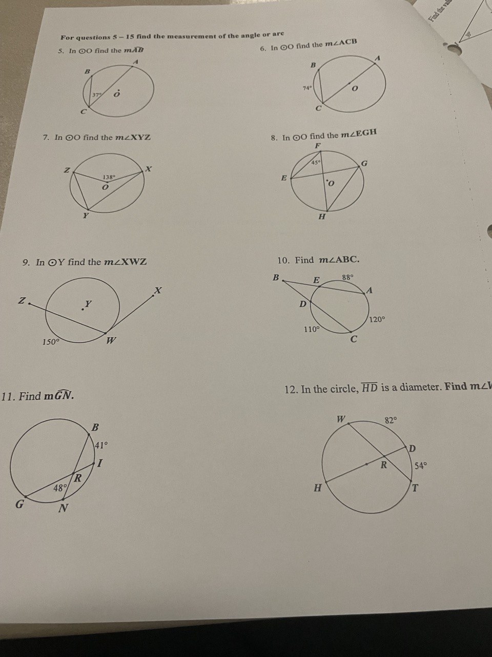 Need help asap For number 12 u need to find