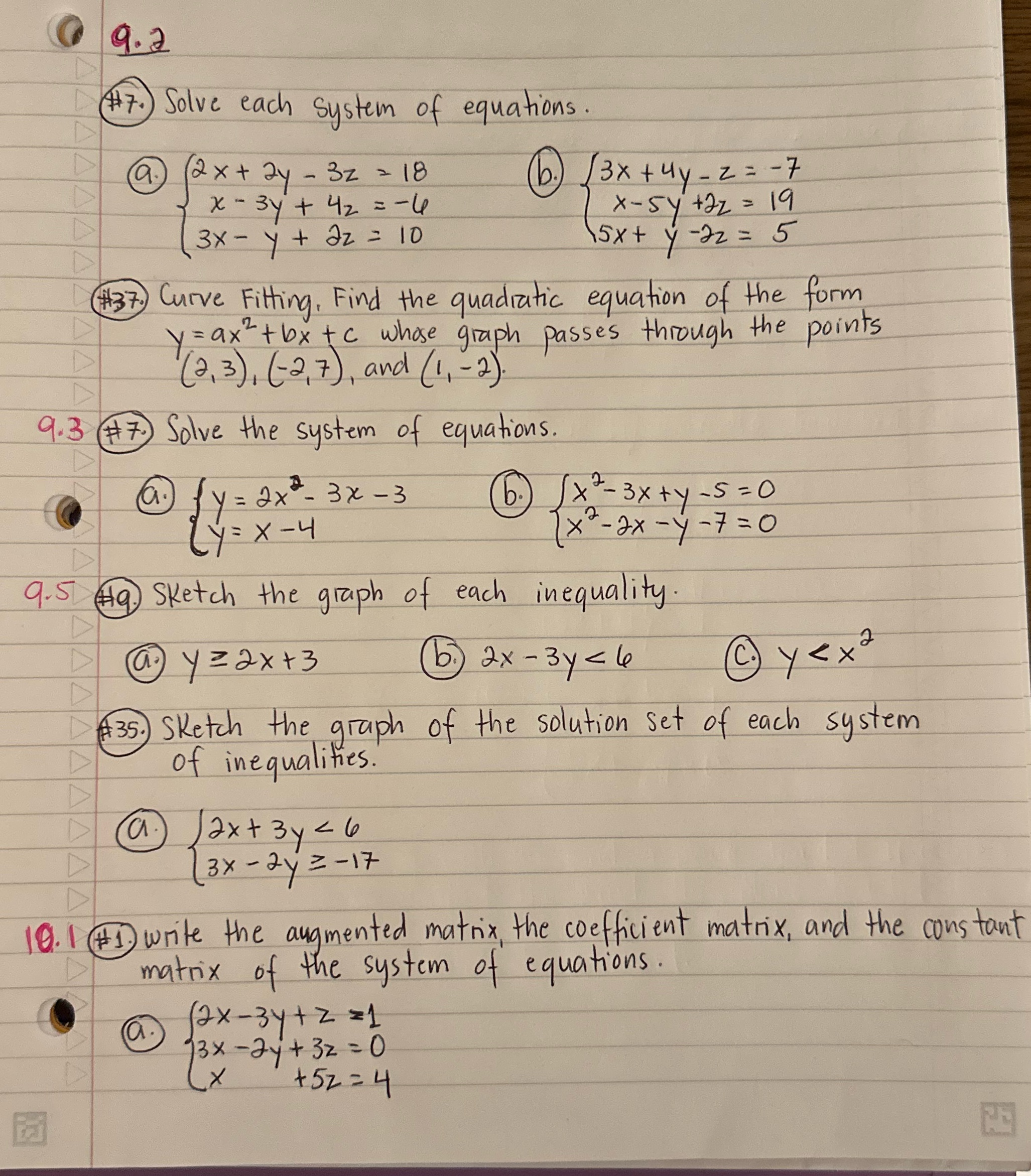 Please help 9.2 Solve each system of equations.