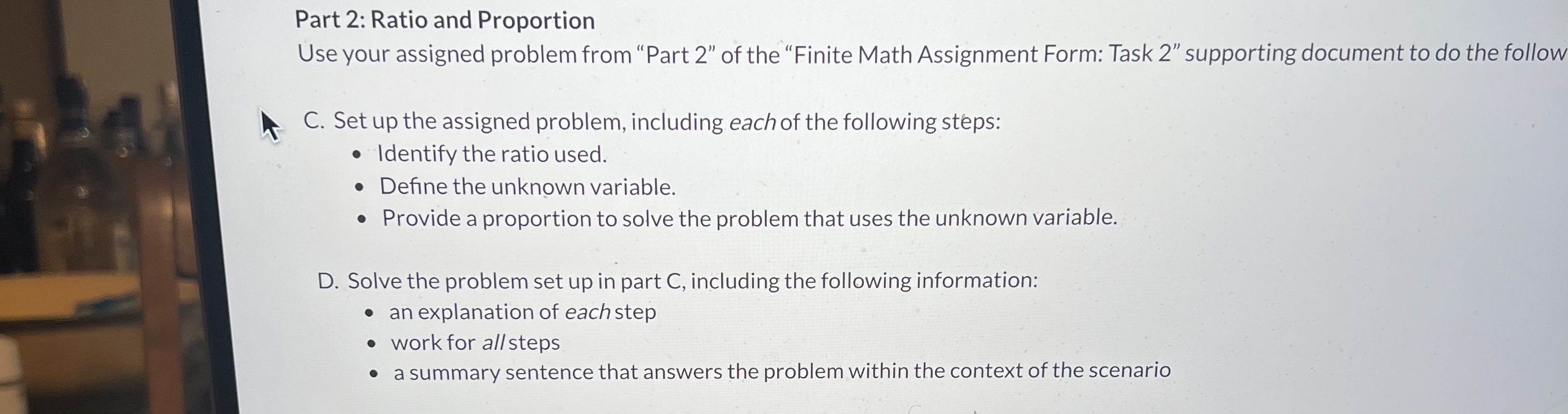 \fPart 2: Ratio and Proportion Use your assigned