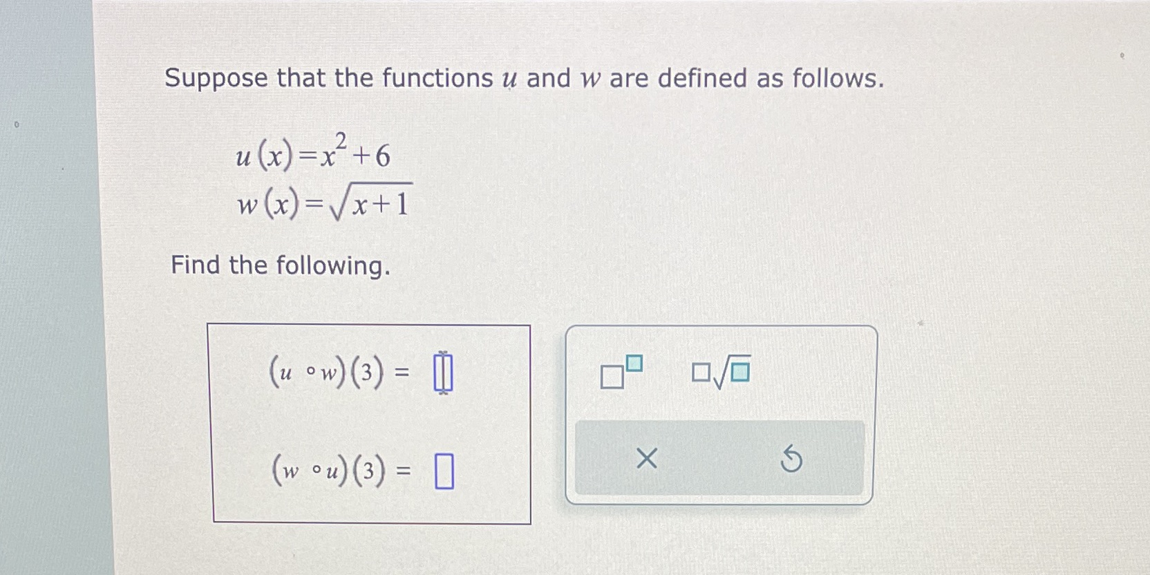 Suppose that the functions u and w are defined as