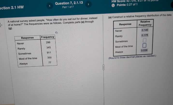answer Question 7, 2.1.13 ection 2.1 HW HW Score: