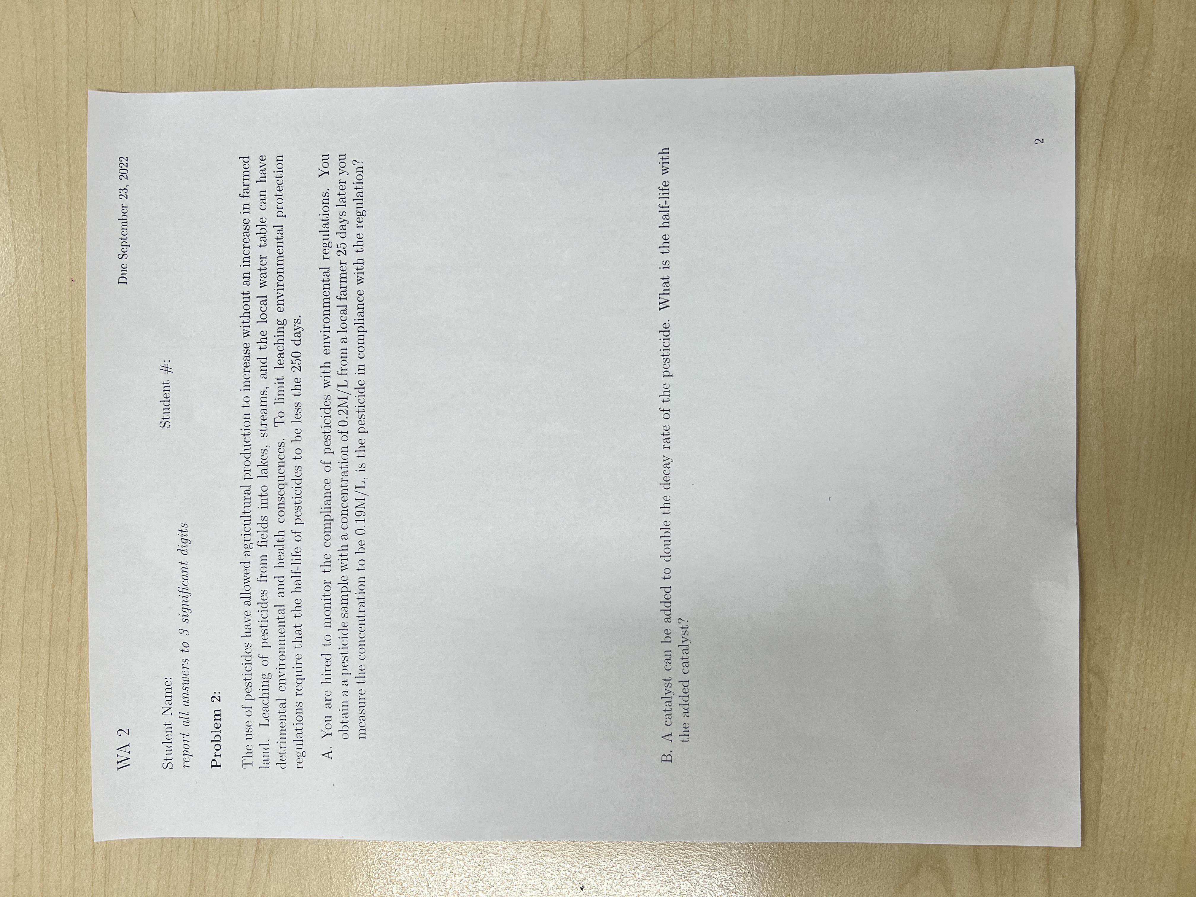 WA 2 Duc September 23, 2022 Student Name: Student