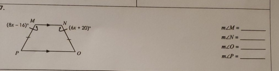 The quadrilateralbelow is a trapezoid, find the