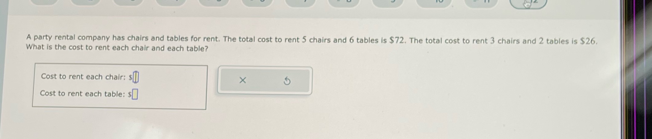 A party rental company has chairs and tables for