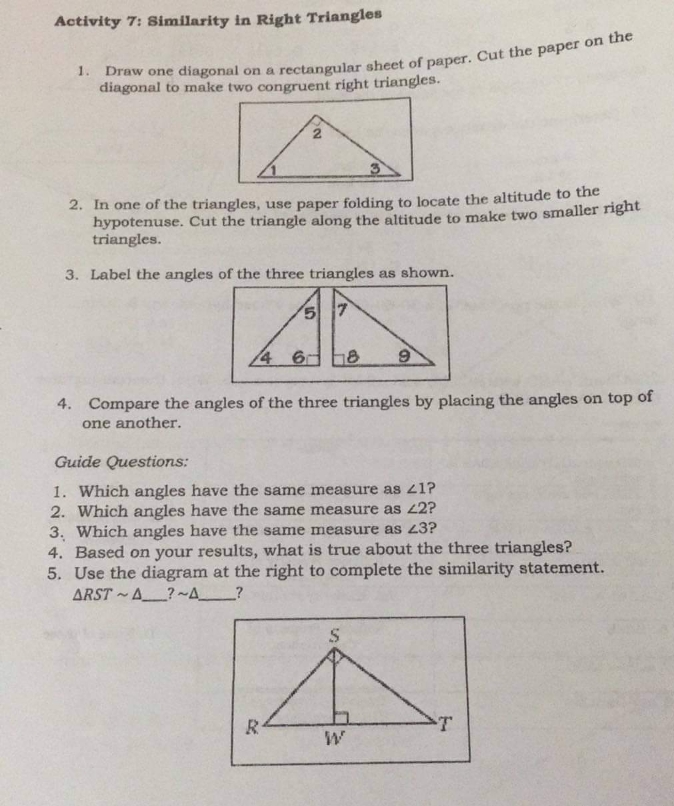 THANKYOUUUU Activity 7: Similarity in Right